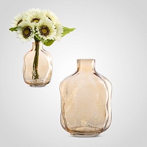 Золотистая овальная ваза с узким горлом S 31645