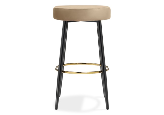 Стул барный PLATO 1/KSD-LM006 BLACK METAL/GOLDEN FOOTREST/DARK BEIGE VELOUR (G062-11)75CM  арт.15067