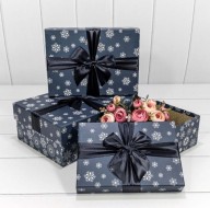 Коробка Прямоугольная "Снежинки" Синий 720300-557 большая