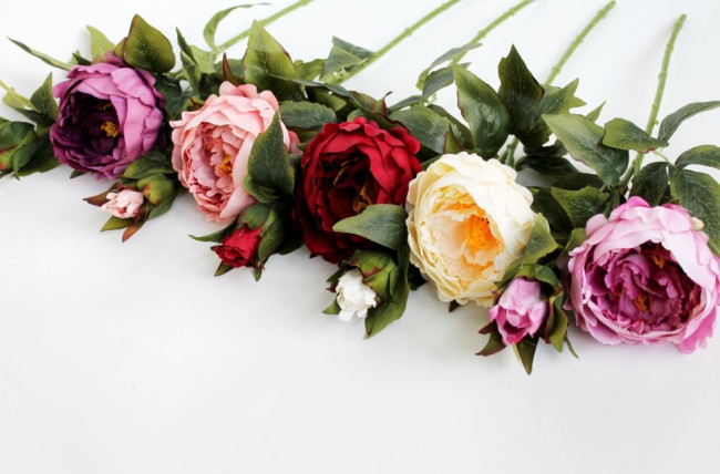 Ветка пиона Дорис Купер В10995 2 гол. Н64см