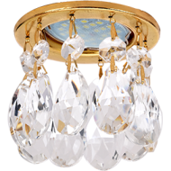 Точечный светильник CR1006 круг стекло каплевидные хруст. прозр./золото 84x100 FE16RVECB