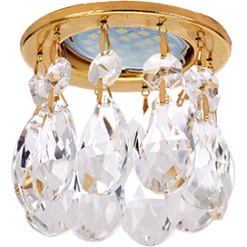 Точечный светильник CR1006 круг стекло каплевидные хруст. прозр./золото 84x100 FE16RVECB Точечный светильник CR1006 круг стекло каплевидные хруст. прозр./золото 84x100 FE16RVECB