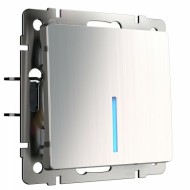 Выключатель одноклавишный проходной с подсветкой глянцевый никель W1112102