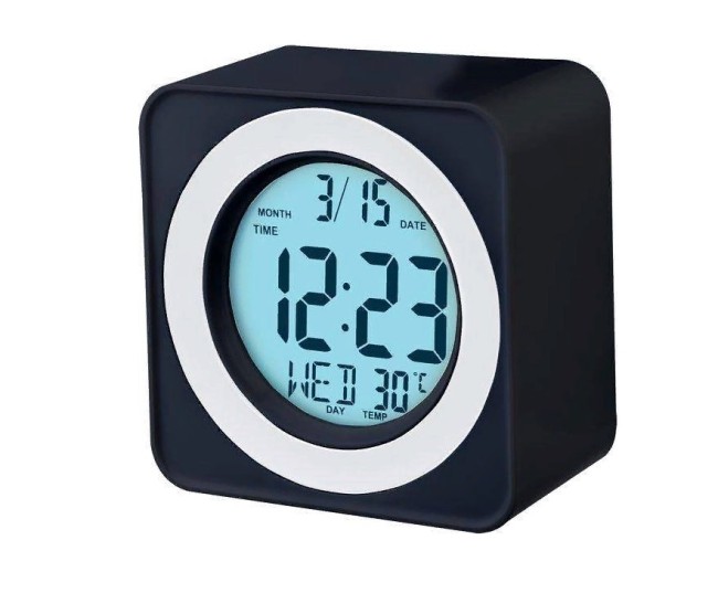 Часы-будильник "Bob", чёрный, (PF-F3616) время, температура