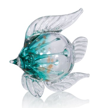 Декоративная фигурка рыбы Namona (G), прозрачно-бирюзовый, стекло, 19х10х18 см 246398