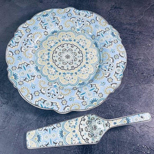 Тортовница 27 см с лопаткой 122-050 Фарфор