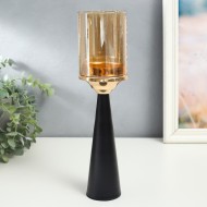 Подсвечник металл на 1 свечу "Факел" 7363582 чёрный с золотом 27х12х9 см