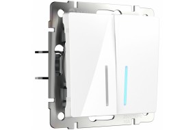 Выключатель двухклавишный проходной с подсветкой белый W1122101