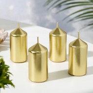Набор свечей "Столбик", 4 штуки, золотой 7х3,8см 2383822