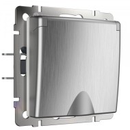 Розетка влагозащ. с зазем. с защит. крышкой и шторками cеребряный рифленый W1171209