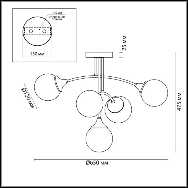 Люстра потолочная 4558/5C MODERNI LN21 074 латунь E14 5*40W 220V YOKO