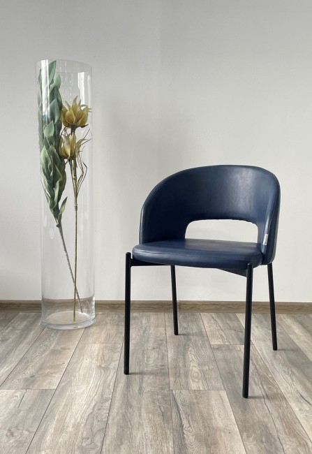 Стул AGNES PUA-26 Синяя сталь, PU, черный каркас 628M05064 (от 2-х штук)