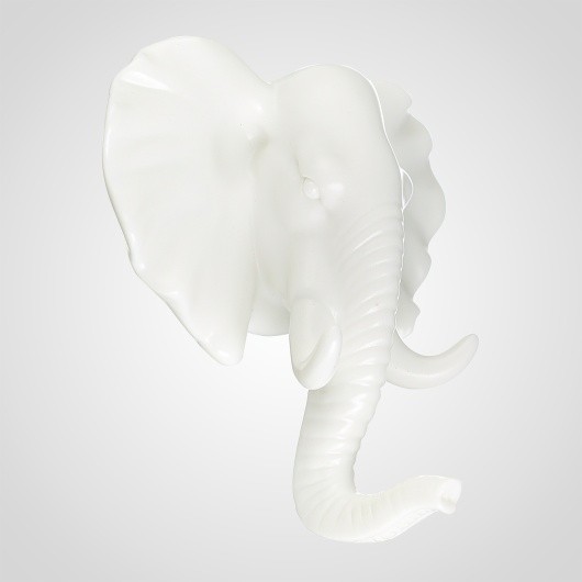 Декор настенный-вешалка Слон белый 10.5*11 см 00788