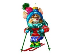 Украшение "Мышка лыжник", 9,6*12,7см, стекло 93952-12