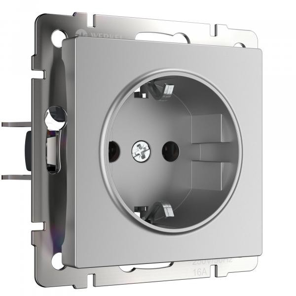 Розетка с заземлением серебряный W1171006