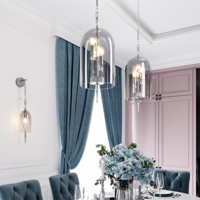 Бра 4882/1W NEO ODL_EX22 61 серебристый/дымчатый/стекло с выкл. E14 1*40W BELL