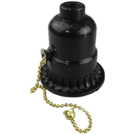 Патрон с кольцом Ecola подвесной с выключателем на цепочке E27 Черный AB7SRBEAY