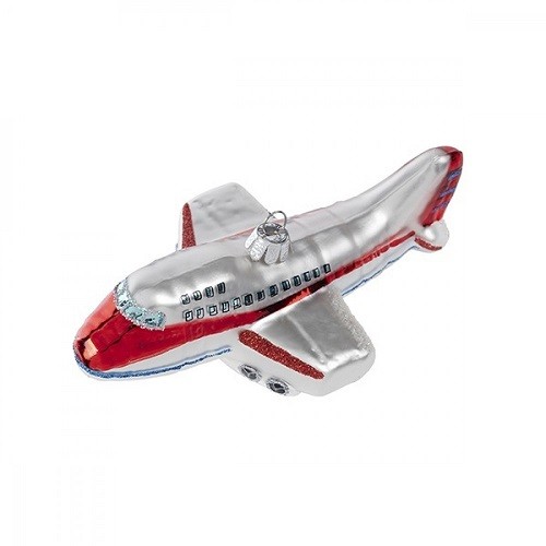 Игрушка ёлочная "Самолёт", стекло, 13,5см GLT524