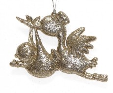 Декор новогодний "Аист с ребёнком", 12см WU-59157