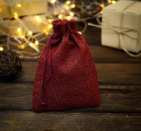 Мешочек подарочный из холщи, 13*18см, красный 2909469