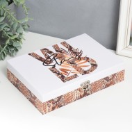 Шкатулка "Змеиная кожа" 7521421 кожзам 5,5х24х17 см дерево
