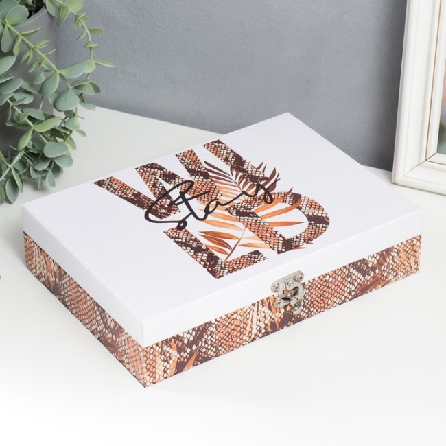 Шкатулка "Змеиная кожа" 7521421 кожзам 5,5х24х17 см дерево