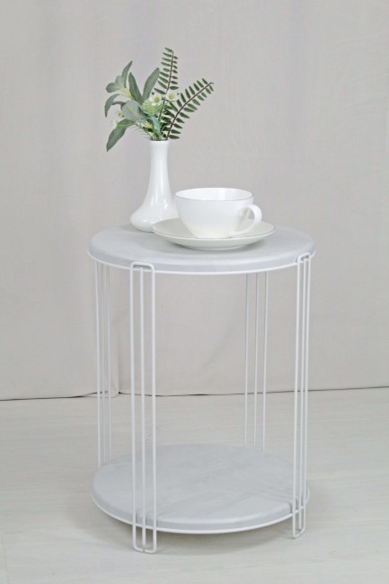 Столик журнальный SHT-CT33-1 металл/МДФ арт.SHT-СЖ11 белый муар/бетон лофт