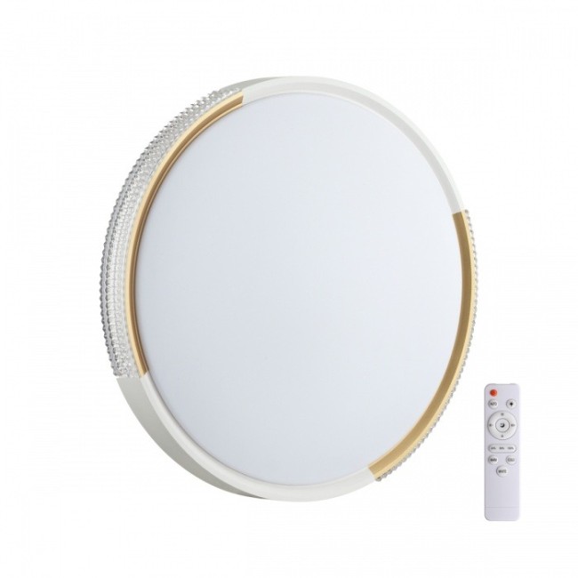 Светильник 7612/DL PALE SN 134 пластик/белый/золотистый LED 48Вт 3000-6300K D400 IP43 пульт ДУ VELIO