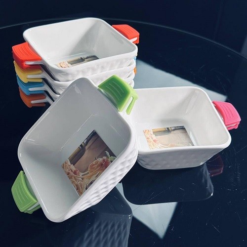 Набор из 6 квадратных салатников 17см с силикон.ручками 142-026 Фарфор