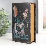 Сейф-книга дерево кожзам "Французский бульдог в очках с наушниками" 21х13х5 см 7570530