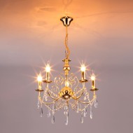 Светильник подвесной ЕС 10094/5 золото/прозрачный хрусталь Strotskis