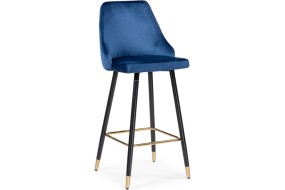 Стул барный ARCHI/KSD-LM002 BLACK LEGS,GOLDEN ENDS AND FOOTREST+DARK BLUE VELOUR (G062-49) 15043