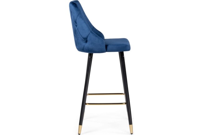 Стул барный ARCHI/KSD-LM002 BLACK LEGS,GOLDEN ENDS AND FOOTREST+DARK BLUE VELOUR (G062-49) 15043