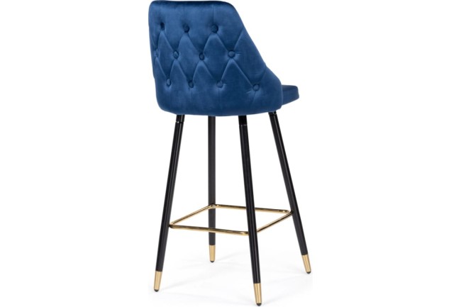 Стул барный ARCHI/KSD-LM002 BLACK LEGS,GOLDEN ENDS AND FOOTREST+DARK BLUE VELOUR (G062-49) 15043