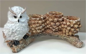 Сова с шишками на коряге НОВОГОДНЯЯ НФ223 Н-10см,L-21см