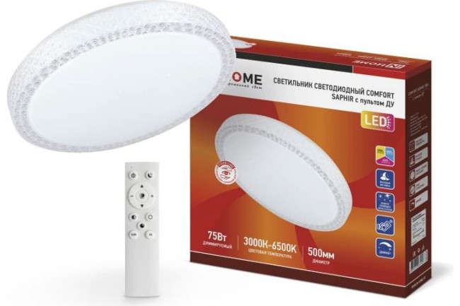 Светодиодный светильник COMFORT SAPHIR 75Вт 230В 3000-6500K 6000Лм 500x100мм с пультом ДУ