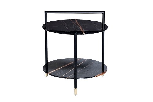 Стол журнальный с полкой 30B-871 BL черный d55*60cм