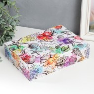 Шкатулка "Ракушки. Акварель" 7521434 кожзам 5,5х24х17 см дерево