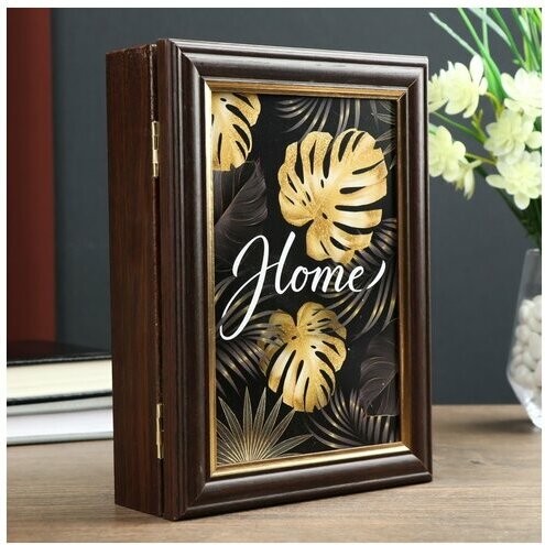 Ключница "Home черный-золото" венге 15х21 см 4920858