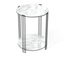 Столик журнальный SHT-CT34 металл/стекло арт.SHT-СЖ12 черный муар/белый мрамор