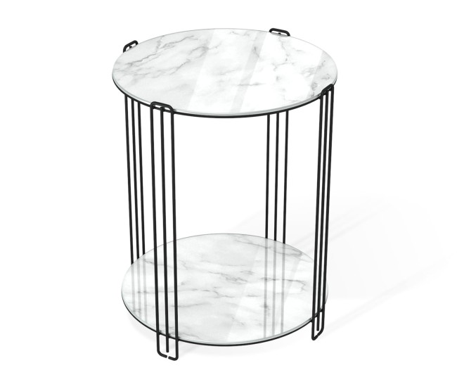 Столик журнальный SHT-CT34 металл/стекло арт.SHT-СЖ12 черный муар/белый мрамор