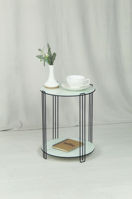 Столик журнальный SHT-CT34 металл/стекло арт.SHT-СЖ12 черный муар/белый мрамор