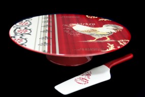 Тортовница "ИТАЛЬЯНСКИЙ ПЕТУХ" с лопаткой 127-059 33см керамика