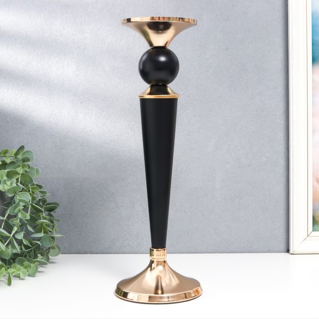 Подсвечник металл на 1 свечу "Давид" 7822841 чёрный с золотом 33,3х11,5х11,5 см