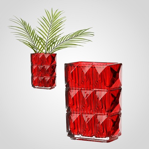 Ваза GlassInterior для цветов красная 20 см 00207
