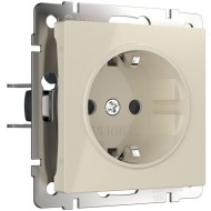 Розетка с заземлением и шторками слоновая кость W1171103