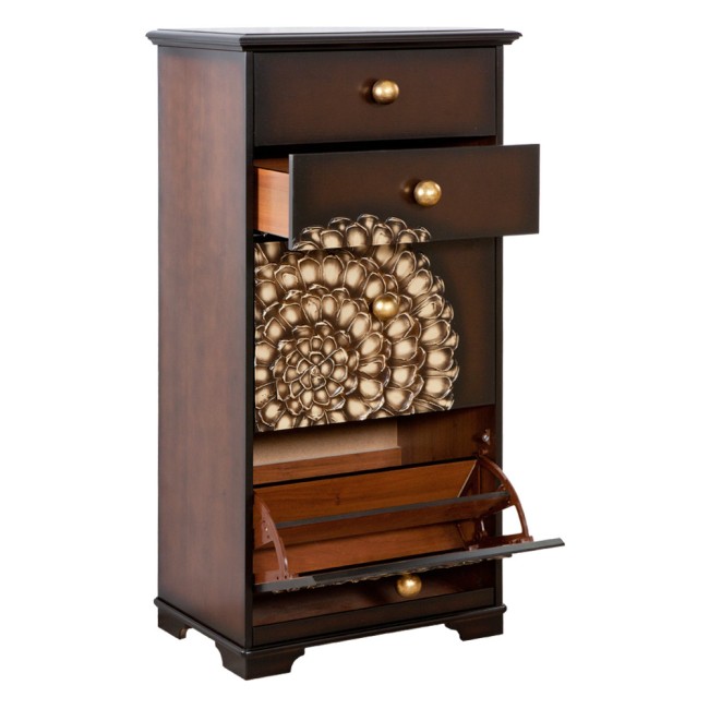Тумба для обуви "Heri" - 4 (с 4-мя ящиками) (каштан) (артикул 11557)