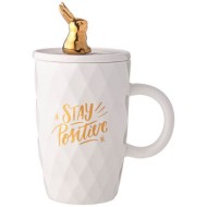 КРУЖКА С КРЫШКОЙ И ЛОЖКОЙ BUNNY 390МЛ, БЕЛАЯ 90-1093