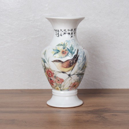 Ваза 13х13х25 см / FLM-76 / (Пестрые птицы на сакуре) 718651