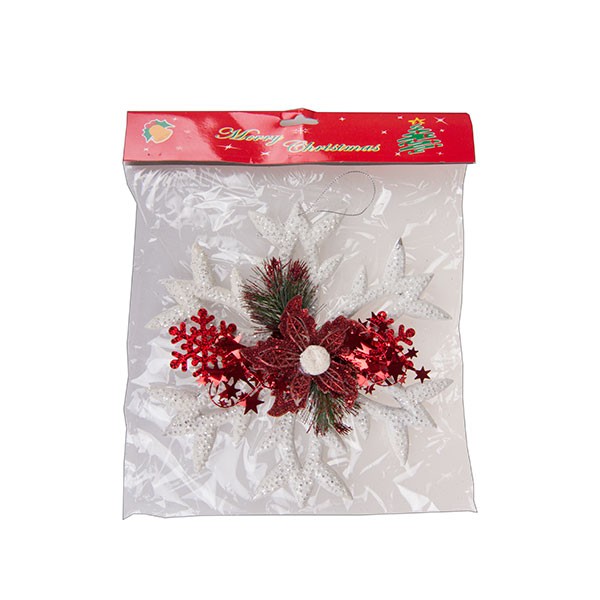 Украш Снежинка с цветком 22 см (бел) SH04-016 51930